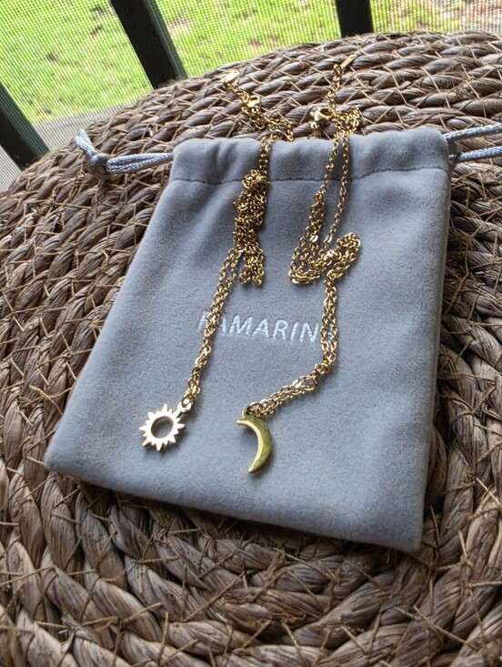 Jewelry - Gold Sun and Moon Necklace Set NEW